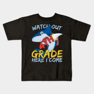 Funny Shark Watch Out 4th grade Here I Come Kids T-Shirt